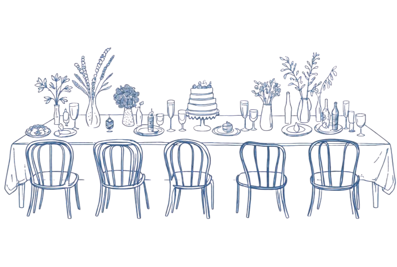 Ilustración de mesa de boda